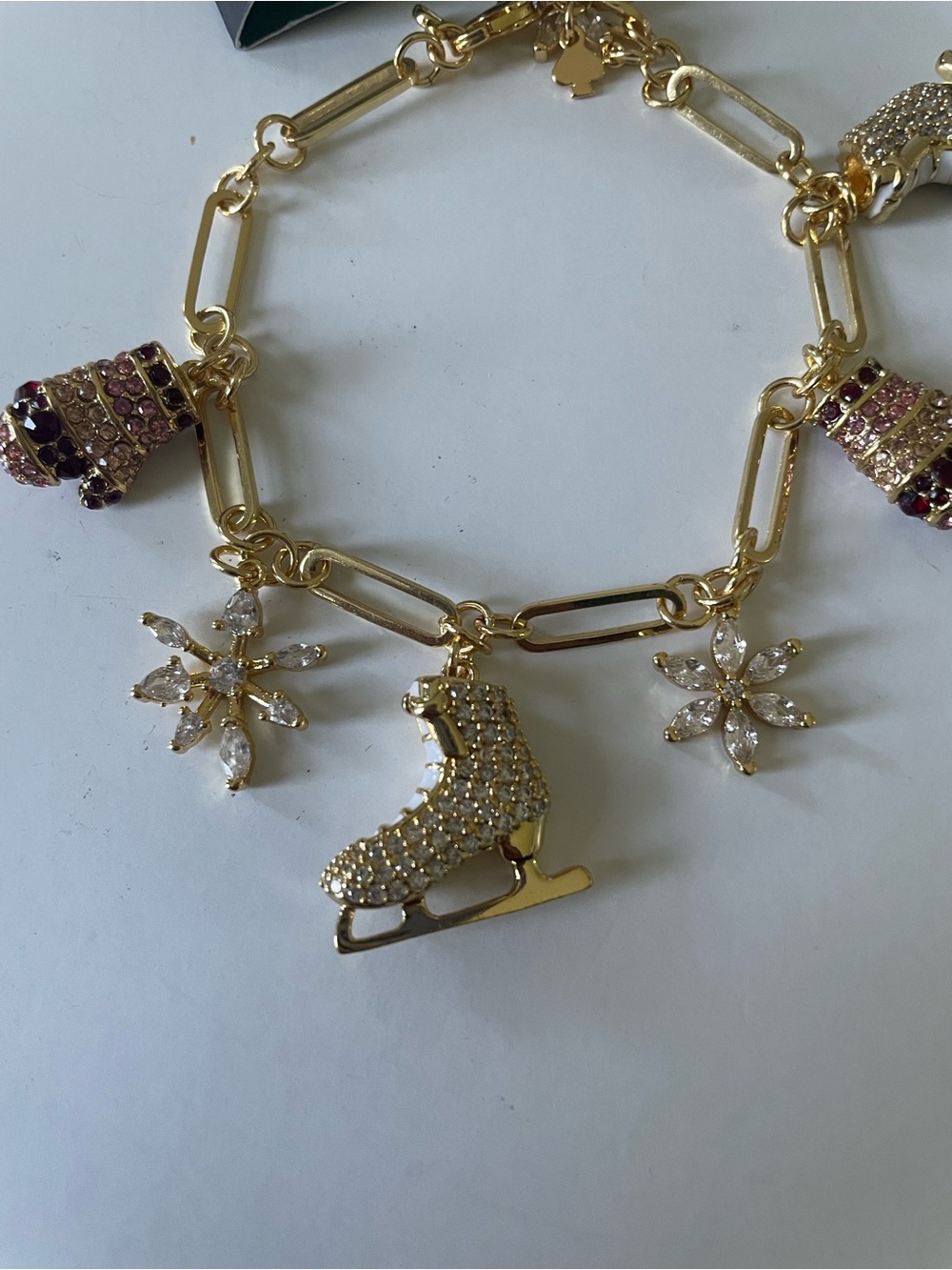 Gold-Tone Ice Skate & Snowflake Charm Bracelet - Women Jewelry